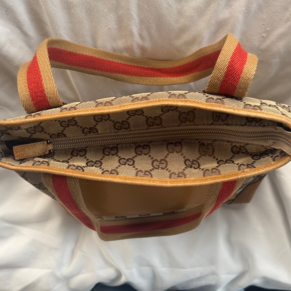 Authentic GUCCI GG Canvas Sherry Line Tote Bag Beige - Picture 12 of 16